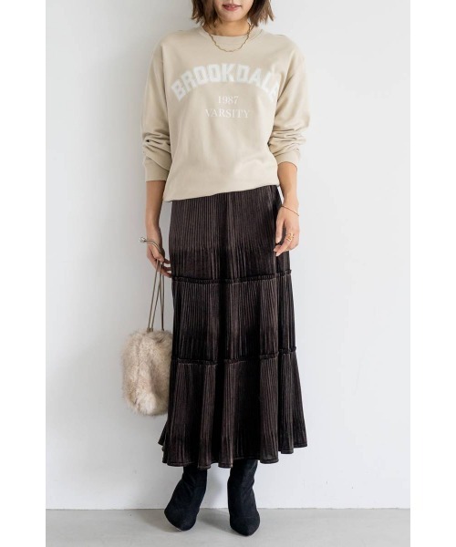 M.deux（エムドゥ）の「ベロアギャザースカート（スカート・レディース・ダークブラウン/グレイッシュブルー・MEDIUM）」の5枚目の写真