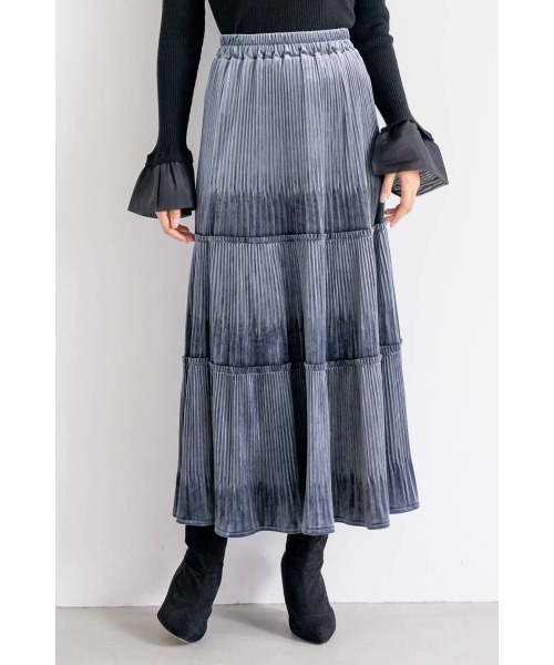 M.deux（エムドゥ）の「ベロアギャザースカート（スカート・レディース・ダークブラウン/グレイッシュブルー・MEDIUM）」の8枚目の写真