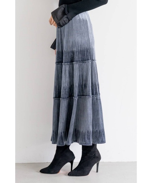 M.deux（エムドゥ）の「ベロアギャザースカート（スカート・レディース・ダークブラウン/グレイッシュブルー・MEDIUM）」の9枚目の写真