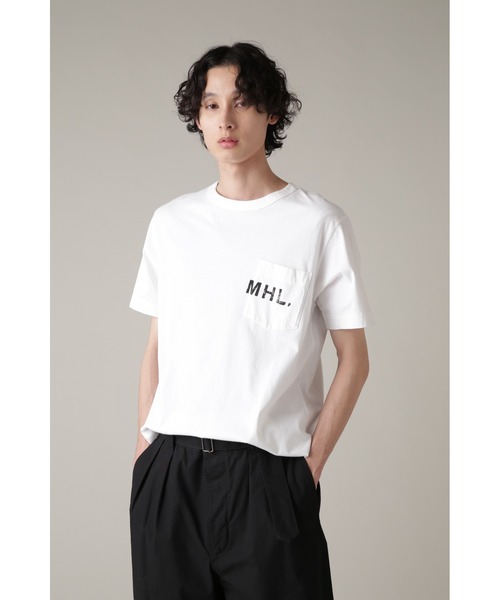 MHL.（エムエイチエル）の「PRINTED COTTON JERSEY (オンラインショップ限定)（Tシャツ/カットソー・メンズ・ブラック/ホワイト・LARGE/MEDIUM/SMALL）」の3枚目の写真