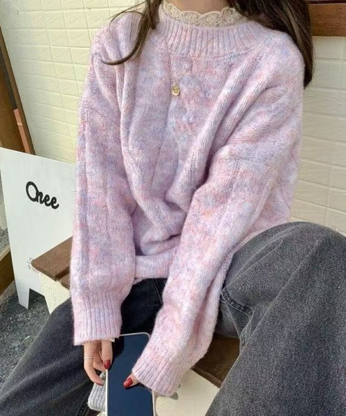 STAY MOTION（ステイモーション）の「【WEB限定】マルチカラーニットプルオーバー［大人 カジュアル 着回し力抜群］（ニット/セーター・レディース・イエロー/ピンク・F）」の5枚目の写真