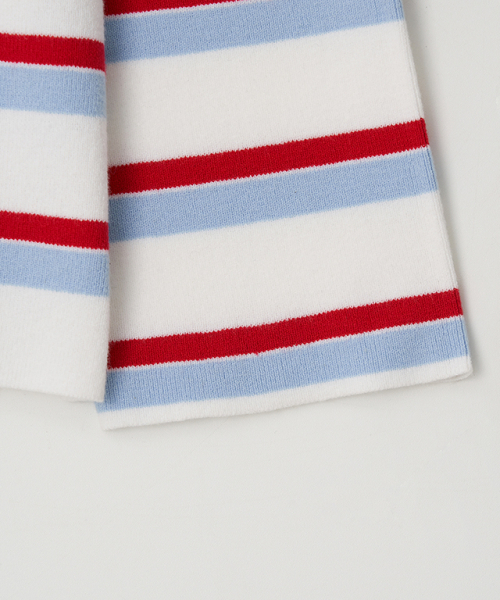 RONRON（ロンロン）の「RUGBY COLLAR LOOSE FIT LONG SLEEVE KNIT WHITE RED STRIPE（ポロシャツ・レディース・その他・FREE）」の4枚目の写真