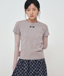 LABEL RIBBED HALF TOP_GRAY