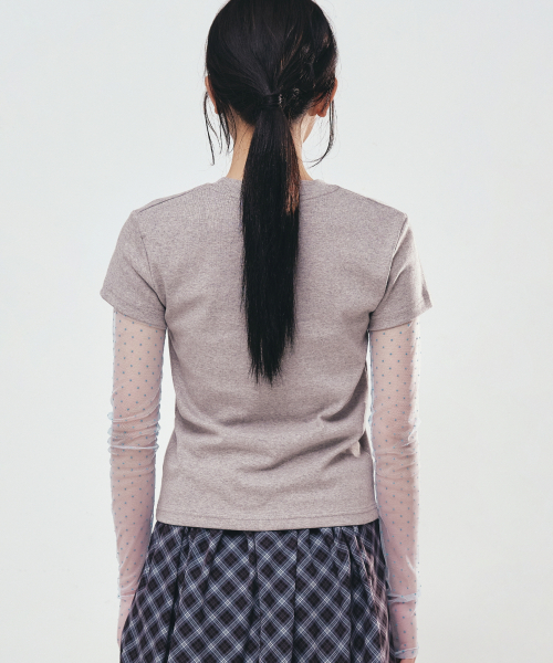 NICK&NICOLE(ニックアンドニコール)の「LABEL RIBBED HALF TOP_GRAY(Tシャツ/カットソー・レディース・その他・FREE)」の3枚目の写真