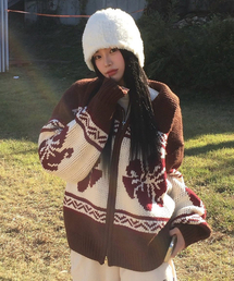 Flower Cowichan Cardigan - Brown