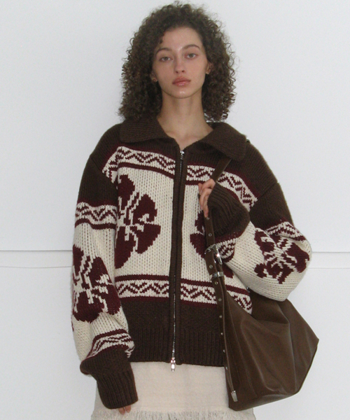 ROCKCAKE（ロックケーキ）の「Flower Cowichan Cardigan - Brown（カーディガン/ボレロ・レディース・その他・SMALL）」の4枚目の写真