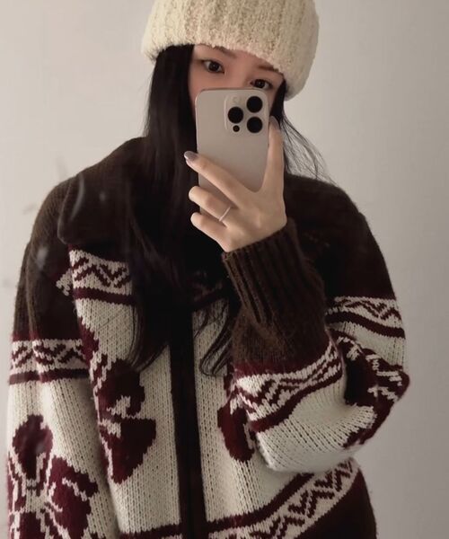 ROCKCAKE（ロックケーキ）の「Flower Cowichan Cardigan - Brown（カーディガン/ボレロ・レディース・その他・SMALL）」の15枚目の写真