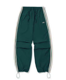 ナイロンツーピンタックテーピングパンツ-ブルーグリーン