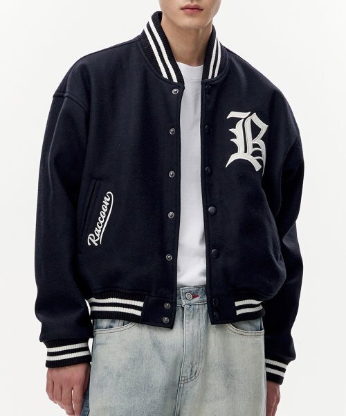 TAKEASY(テイクイージー)の「ウールクロップバシティジャケット(ディープネイビー)(スタジャン・メンズ・その他・LARGE/SMALL/MEDIUM)」の3枚目の写真