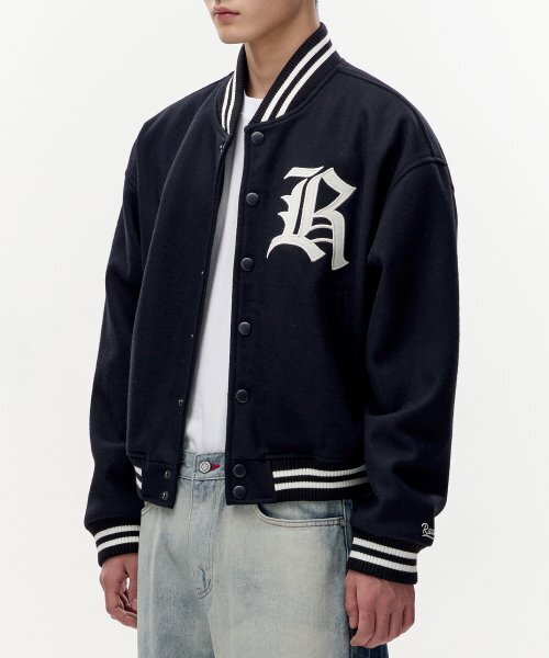 TAKEASY(テイクイージー)の「ウールクロップバシティジャケット(ディープネイビー)(スタジャン・メンズ・その他・LARGE/SMALL/MEDIUM)」の4枚目の写真
