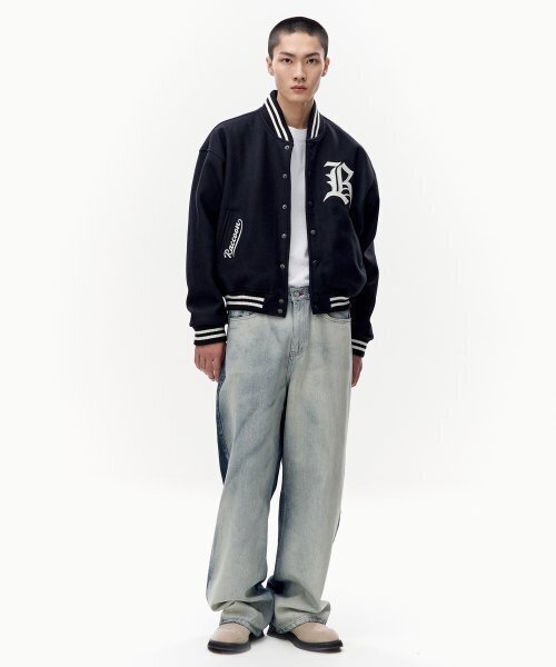 TAKEASY(テイクイージー)の「ウールクロップバシティジャケット(ディープネイビー)(スタジャン・メンズ・その他・LARGE/SMALL/MEDIUM)」の6枚目の写真