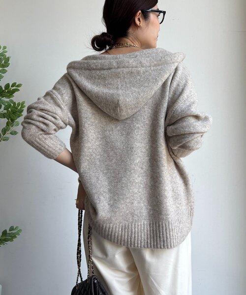 DouDou（ドゥドゥ）の「ホイップヤーンジップフーディー（カーディガン/ボレロ・レディース・チャコールグレー/ホワイト系その他/グレイッシュベージュ・FREE）」の12枚目の写真