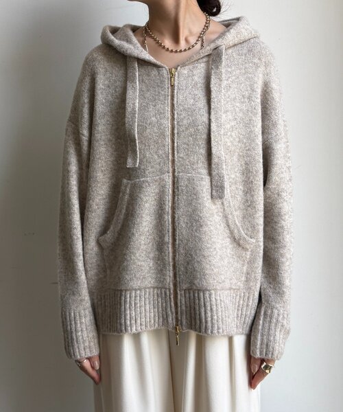 DouDou（ドゥドゥ）の「ホイップヤーンジップフーディー（カーディガン/ボレロ・レディース・チャコールグレー/ホワイト系その他/グレイッシュベージュ・FREE）」の13枚目の写真