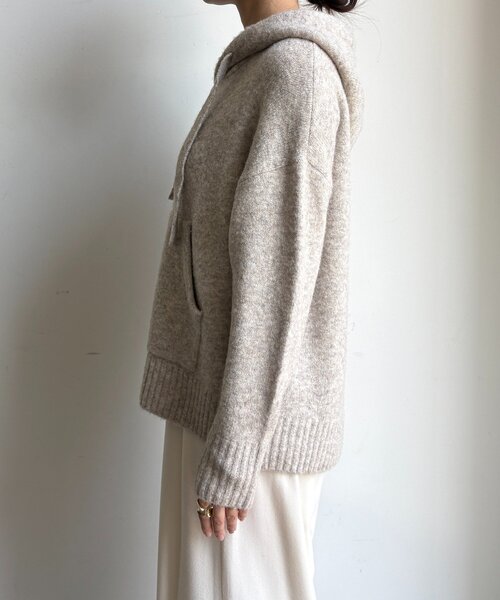 DouDou（ドゥドゥ）の「ホイップヤーンジップフーディー（カーディガン/ボレロ・レディース・チャコールグレー/ホワイト系その他/グレイッシュベージュ・FREE）」の14枚目の写真