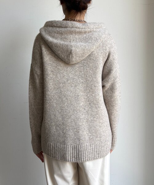 DouDou（ドゥドゥ）の「ホイップヤーンジップフーディー（カーディガン/ボレロ・レディース・チャコールグレー/ホワイト系その他/グレイッシュベージュ・FREE）」の15枚目の写真