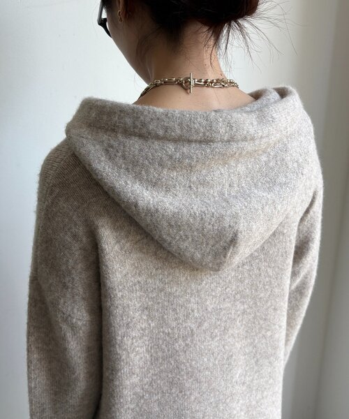 DouDou（ドゥドゥ）の「ホイップヤーンジップフーディー（カーディガン/ボレロ・レディース・チャコールグレー/ホワイト系その他/グレイッシュベージュ・FREE）」の16枚目の写真