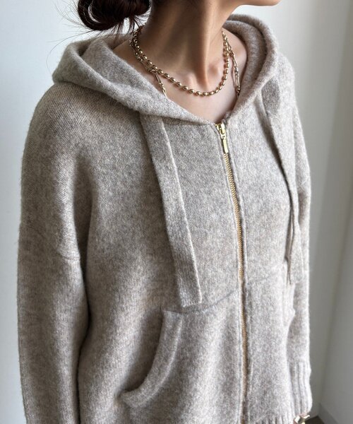 DouDou（ドゥドゥ）の「ホイップヤーンジップフーディー（カーディガン/ボレロ・レディース・チャコールグレー/ホワイト系その他/グレイッシュベージュ・FREE）」の17枚目の写真