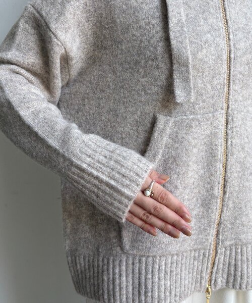 DouDou（ドゥドゥ）の「ホイップヤーンジップフーディー（カーディガン/ボレロ・レディース・チャコールグレー/ホワイト系その他/グレイッシュベージュ・FREE）」の19枚目の写真