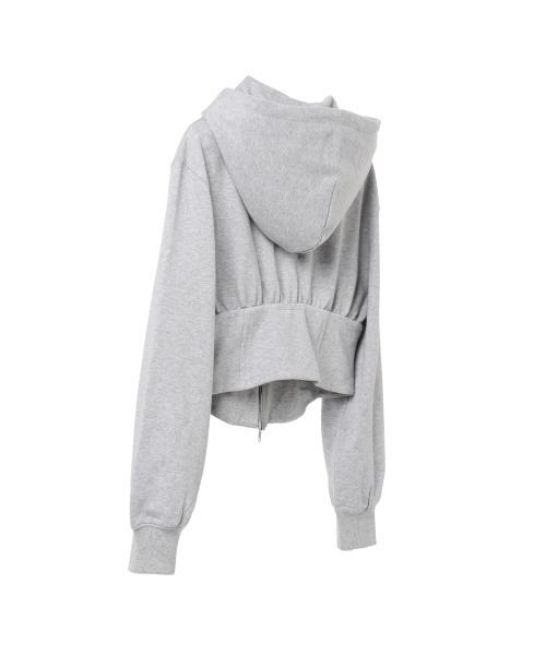 Opening Project(オープニングプロジェクト)の「W Corset Hood Zip-up / コルセットデザイン ワンポイント刺繍 ジップアップフーディー(パーカー・レディース・グレー/カーキ・S/M)」の14枚目の写真
