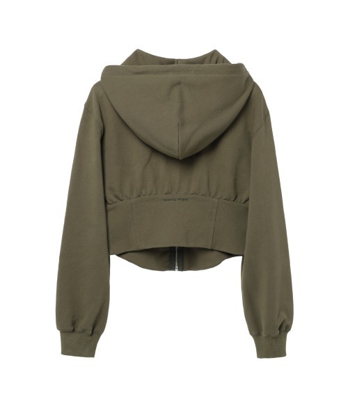 Opening Project(オープニングプロジェクト)の「W Corset Hood Zip-up / コルセットデザイン ワンポイント刺繍 ジップアップフーディー(パーカー・レディース・グレー/カーキ・S/M)」の18枚目の写真