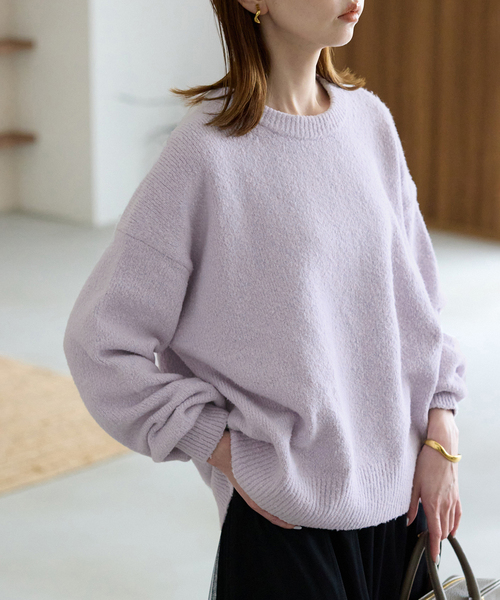 SLOBE IENA（スローブイエナ）の「Air Fit ニットプルオーバー（ニット/セーター・レディース・グレー/ホワイト/パープル/イエロー・FREE）」の3枚目の写真