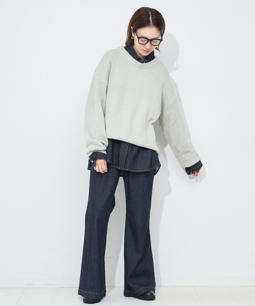 SLOBE IENA（スローブイエナ）の「Air Fit ニットプルオーバー（ニット/セーター・レディース・グレー/ホワイト/パープル/イエロー・FREE）」の8枚目の写真