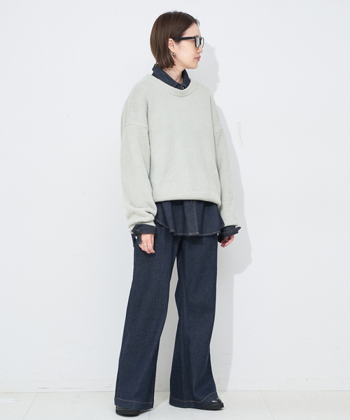 SLOBE IENA（スローブイエナ）の「Air Fit ニットプルオーバー（ニット/セーター・レディース・グレー/ホワイト/パープル/イエロー・FREE）」の9枚目の写真