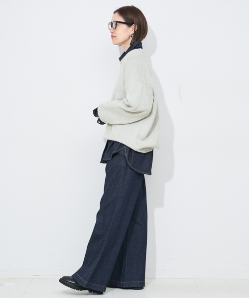 SLOBE IENA（スローブイエナ）の「Air Fit ニットプルオーバー（ニット/セーター・レディース・グレー/ホワイト/パープル/イエロー・FREE）」の10枚目の写真