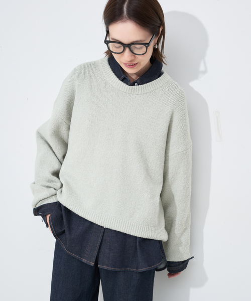 SLOBE IENA（スローブイエナ）の「Air Fit ニットプルオーバー（ニット/セーター・レディース・グレー/ホワイト/パープル/イエロー・FREE）」の12枚目の写真