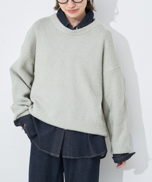 SLOBE IENA（スローブイエナ）の「Air Fit ニットプルオーバー（ニット/セーター・レディース・グレー/ホワイト/パープル/イエロー・FREE）」の13枚目の写真