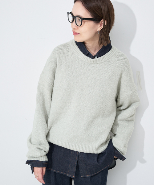 SLOBE IENA（スローブイエナ）の「Air Fit ニットプルオーバー（ニット/セーター・レディース・グレー/ホワイト/パープル/イエロー・FREE）」の14枚目の写真