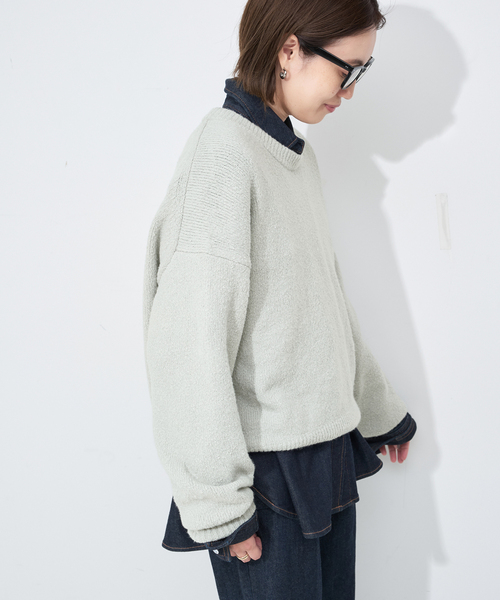 SLOBE IENA（スローブイエナ）の「Air Fit ニットプルオーバー（ニット/セーター・レディース・グレー/ホワイト/パープル/イエロー・FREE）」の15枚目の写真