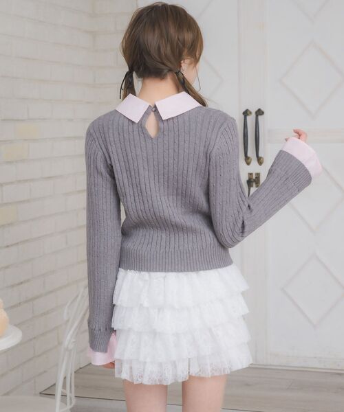 ems excite(エムズエキサイト)の「SHレイヤード風NTPO(ニット/セーター・レディース・ナチュラル/ダークブルー/ダークグレー・FREE)」の12枚目の写真