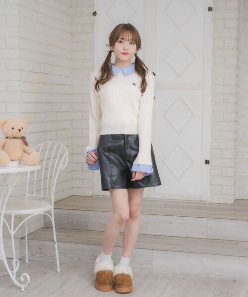 ems excite(エムズエキサイト)の「SHレイヤード風NTPO(ニット/セーター・レディース・ナチュラル/ダークブルー/ダークグレー・FREE)」の14枚目の写真