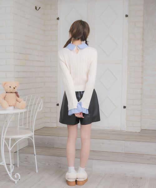 ems excite(エムズエキサイト)の「SHレイヤード風NTPO(ニット/セーター・レディース・ナチュラル/ダークブルー/ダークグレー・FREE)」の16枚目の写真