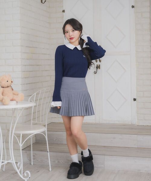 ems excite(エムズエキサイト)の「SHレイヤード風NTPO(ニット/セーター・レディース・ナチュラル/ダークブルー/ダークグレー・FREE)」の22枚目の写真