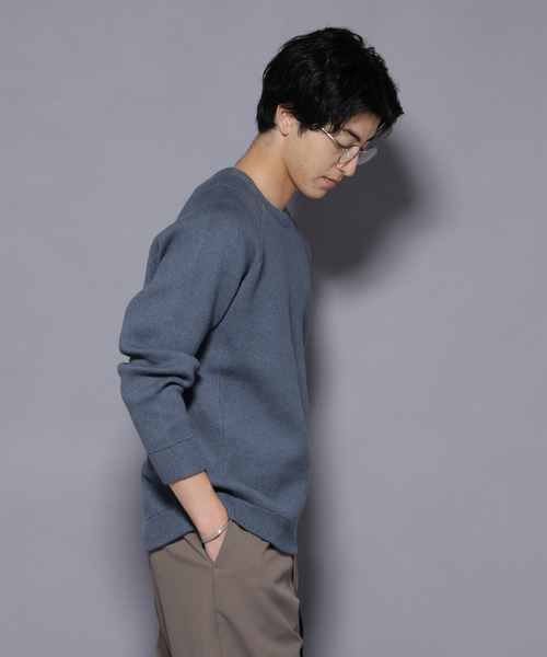 NANO universe（ナノユニバース）の「ウォッシャブル ダブルフェイスニット（ニット/セーター・メンズ・マスタード/ブルーグリーン/ライトベージュ/ブラック・L/M/S/XL）」の3枚目の写真