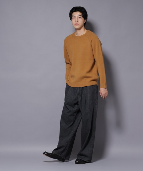 NANO universe（ナノユニバース）の「ウォッシャブル ダブルフェイスニット（ニット/セーター・メンズ・マスタード/ブルーグリーン/ライトベージュ/ブラック・L/M/S/XL）」の16枚目の写真