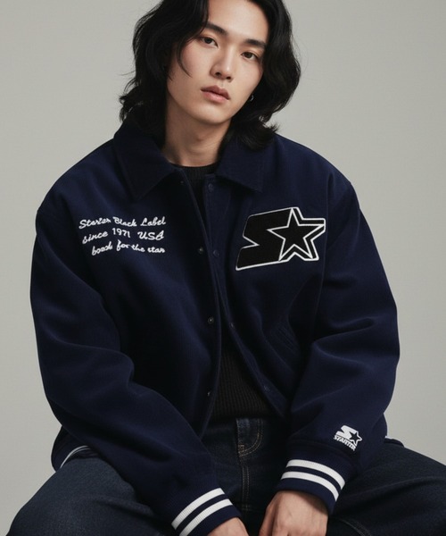 STARTER BLACK LABEL（スターターブラックレーベル）の「【STARTER /スターター】コーデュロイ中綿 襟付きスタジャン（スタジャン・メンズ・グリーン/キャメル/ネイビー/ブラック・LL/M/L）」の3枚目の写真