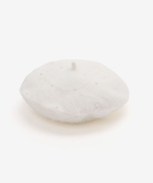 MAJESTIC LEGON（マジェスティックレゴン）の「ふわふわパールベレー帽（ハンチング/ベレー帽・レディース・ブラック/オフホワイト・FREE）」の5枚目の写真