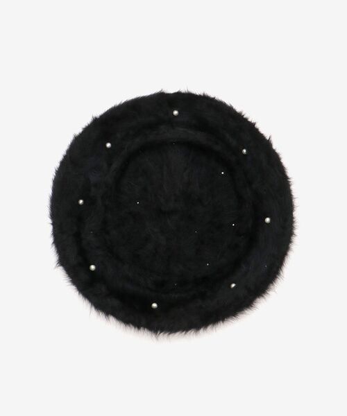 MAJESTIC LEGON（マジェスティックレゴン）の「ふわふわパールベレー帽（ハンチング/ベレー帽・レディース・ブラック/オフホワイト・FREE）」の7枚目の写真