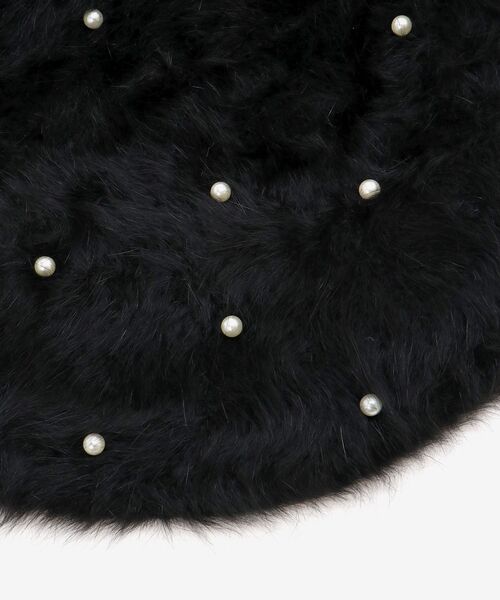 MAJESTIC LEGON（マジェスティックレゴン）の「ふわふわパールベレー帽（ハンチング/ベレー帽・レディース・ブラック/オフホワイト・FREE）」の8枚目の写真