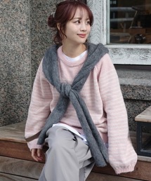 新品未使用rosy monsterカラーパターンビッグボーダートップス　ピンク レディースのトップス（ピンク/桃色系・ボーダー柄）ファッション通販