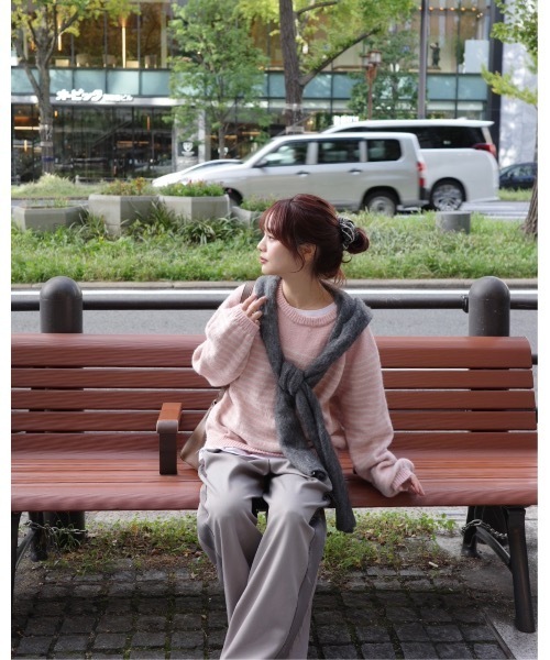 jumelle（ジュメロ）の「カラーボーダーニット（ニット/セーター・レディース・ベージュ/ピンク/レッド・FREE）」の5枚目の写真