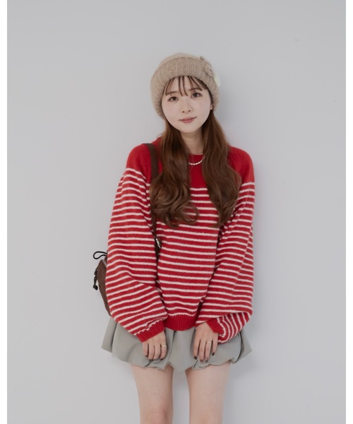 jumelle（ジュメロ）の「カラーボーダーニット（ニット/セーター・レディース・ベージュ/ピンク/レッド・FREE）」の11枚目の写真