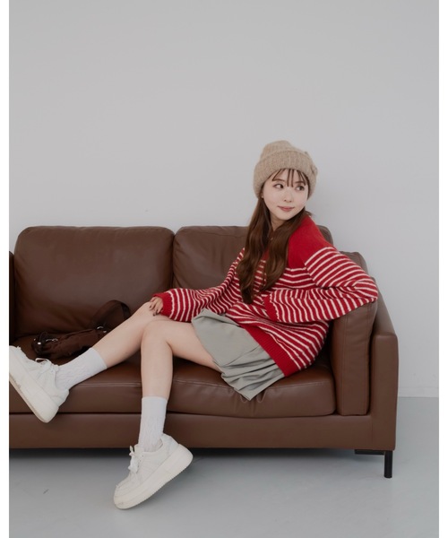 jumelle（ジュメロ）の「カラーボーダーニット（ニット/セーター・レディース・ベージュ/ピンク/レッド・FREE）」の12枚目の写真