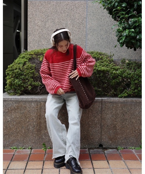 jumelle（ジュメロ）の「カラーボーダーニット（ニット/セーター・レディース・ベージュ/ピンク/レッド・FREE）」の6枚目の写真