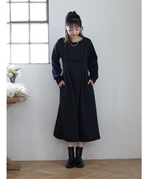 セール】裏起毛ウエストタックワンピース（ワンピース）｜fifth