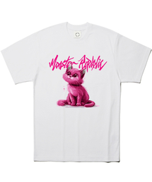 フェイマスキャット ビビッドピンクTシャツ ホワイト