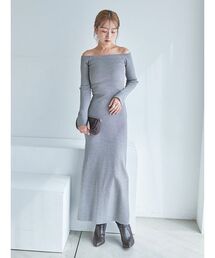 SNIDEL | オフショルIラインニットワンピース(ワンピース)